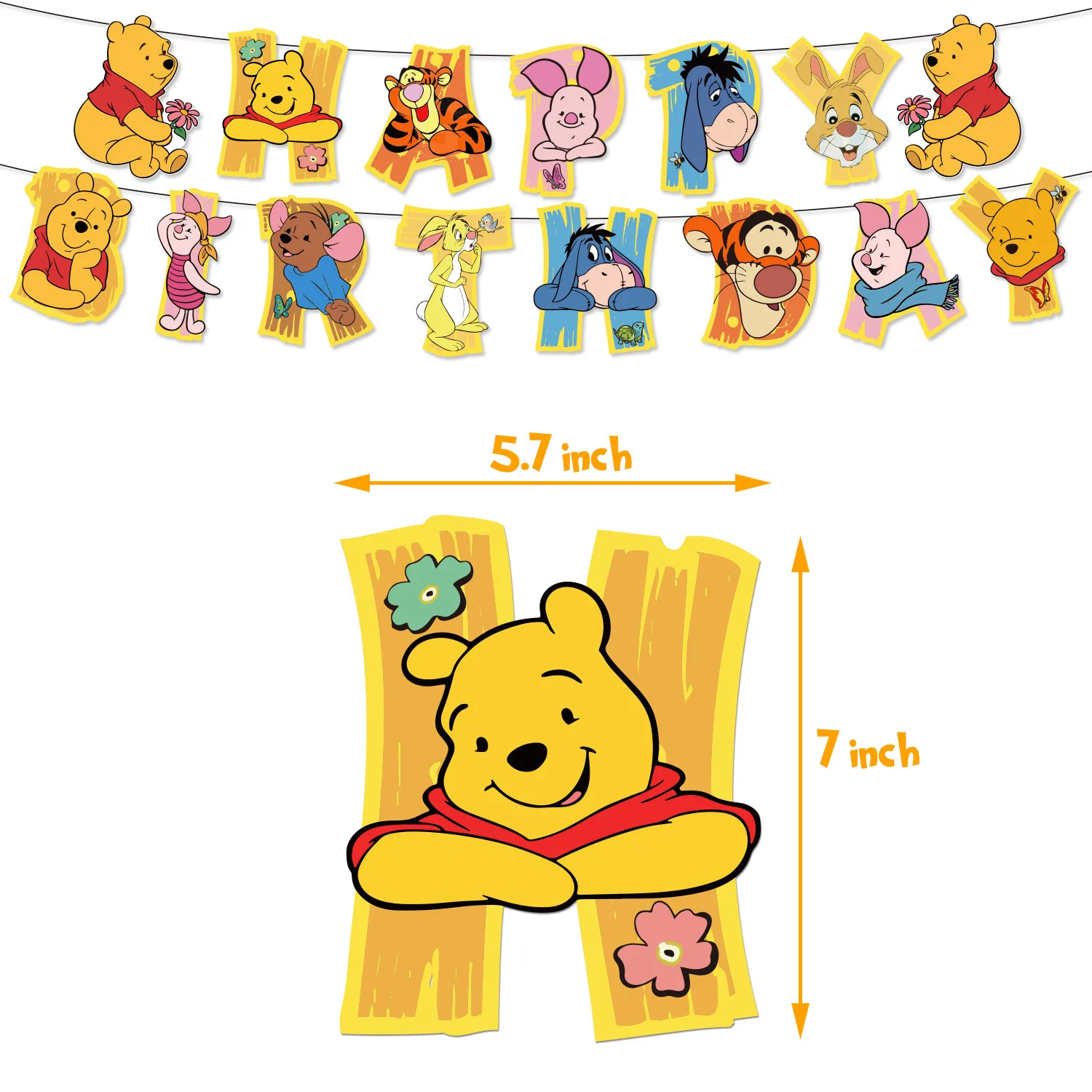 Winnie Bear kild Birthday Party Supplie Disposable Tableware Plates Cup Banner Number Balloons For kids Baby Shower Decorations thumbnail 5
