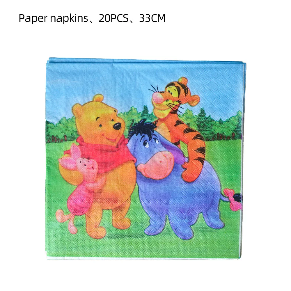 Winnie Bear kild Birthday Party Supplie Disposable Tableware Plates Cup Banner Number Balloons For kids Baby Shower Decorations thumbnail 4