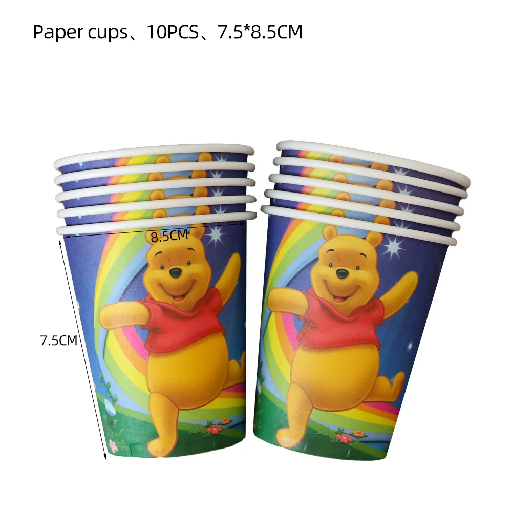 Winnie Bear kild Birthday Party Supplie Disposable Tableware Plates Cup Banner Number Balloons For kids Baby Shower Decorations thumbnail 2