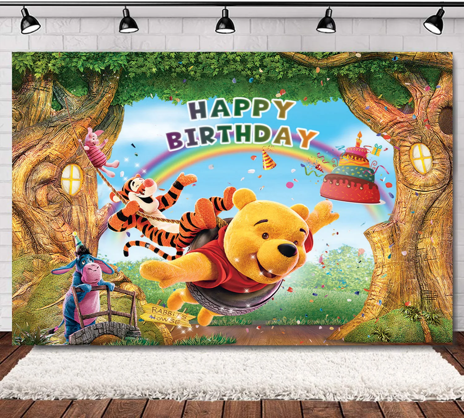 Winnie Bear kild Birthday Party Supplie Disposable Tableware Plates Cup Banner Number Balloons For kids Baby Shower Decorations thumbnail 6