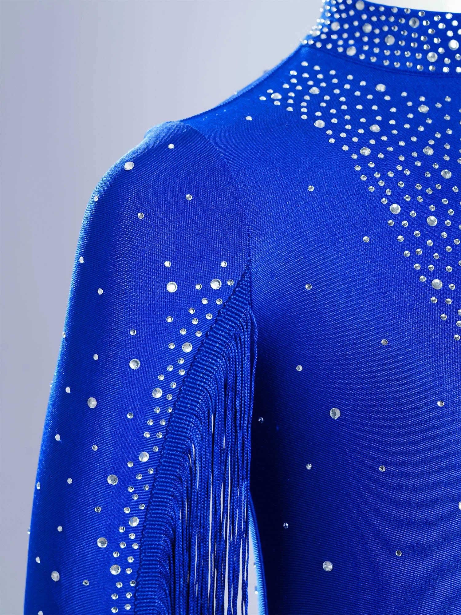 Girls Tassels Latin Dance Leotard Figure Skating Gymnastics Cha-Cha Performance Costume Long Sleeve Rhinestones Fringe Bodysuit thumbnail 5