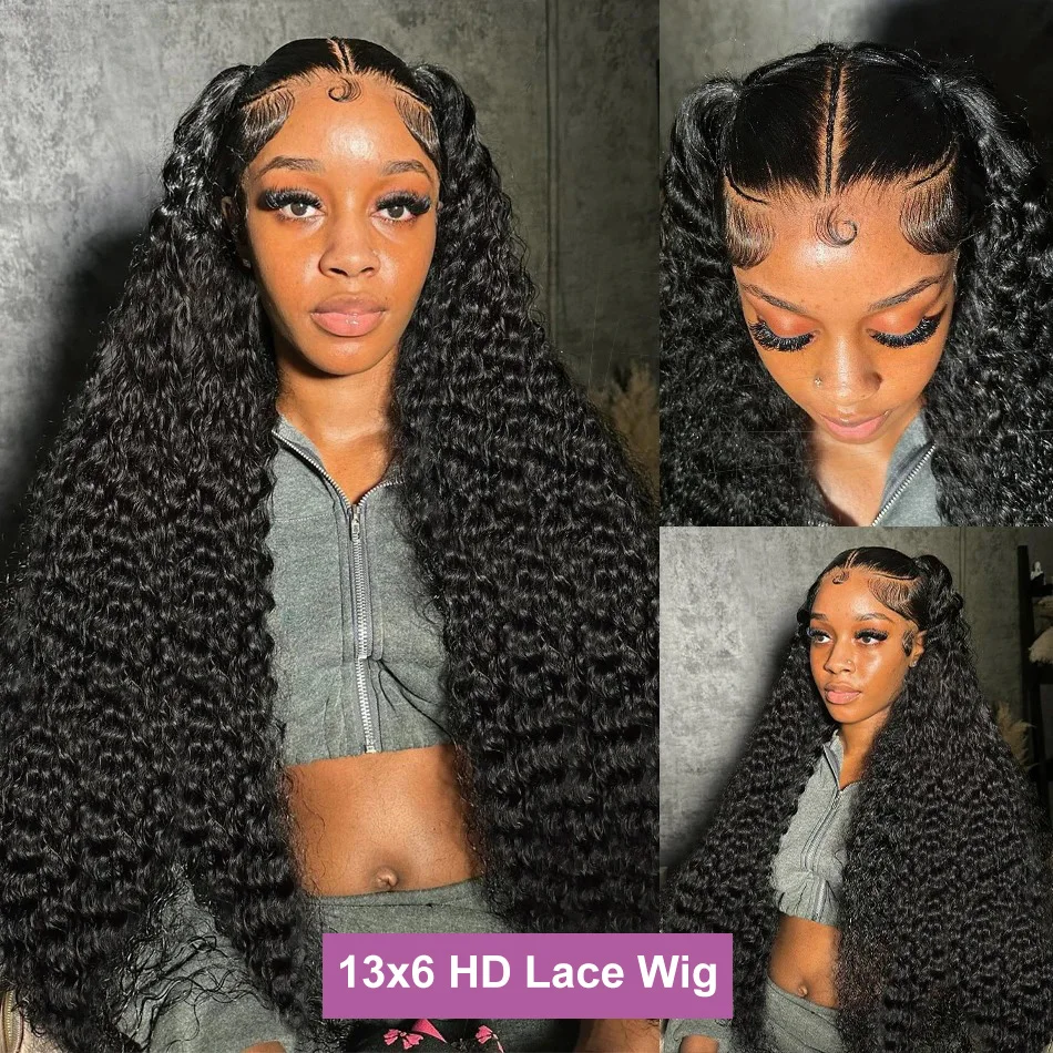 300 Density Human Hair Wigs 100% Transparent Curly Wigs 13x6 Hd Lace Frontal Wig Brazilian High Density Deep Wave Wigs 40 Inch thumbnail 4