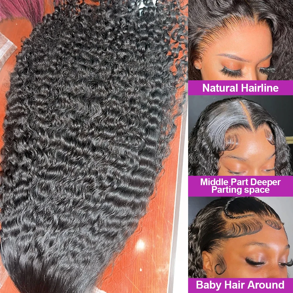 300 Density Human Hair Wigs 100% Transparent Curly Wigs 13x6 Hd Lace Frontal Wig Brazilian High Density Deep Wave Wigs 40 Inch thumbnail 2