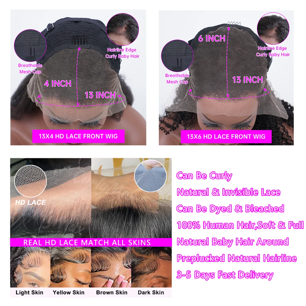 300 Density Human Hair Wigs 100% Transparent Curly Wigs 13x6 Hd Lace Frontal Wig Brazilian High Density Deep Wave Wigs 40 Inch thumbnail 6