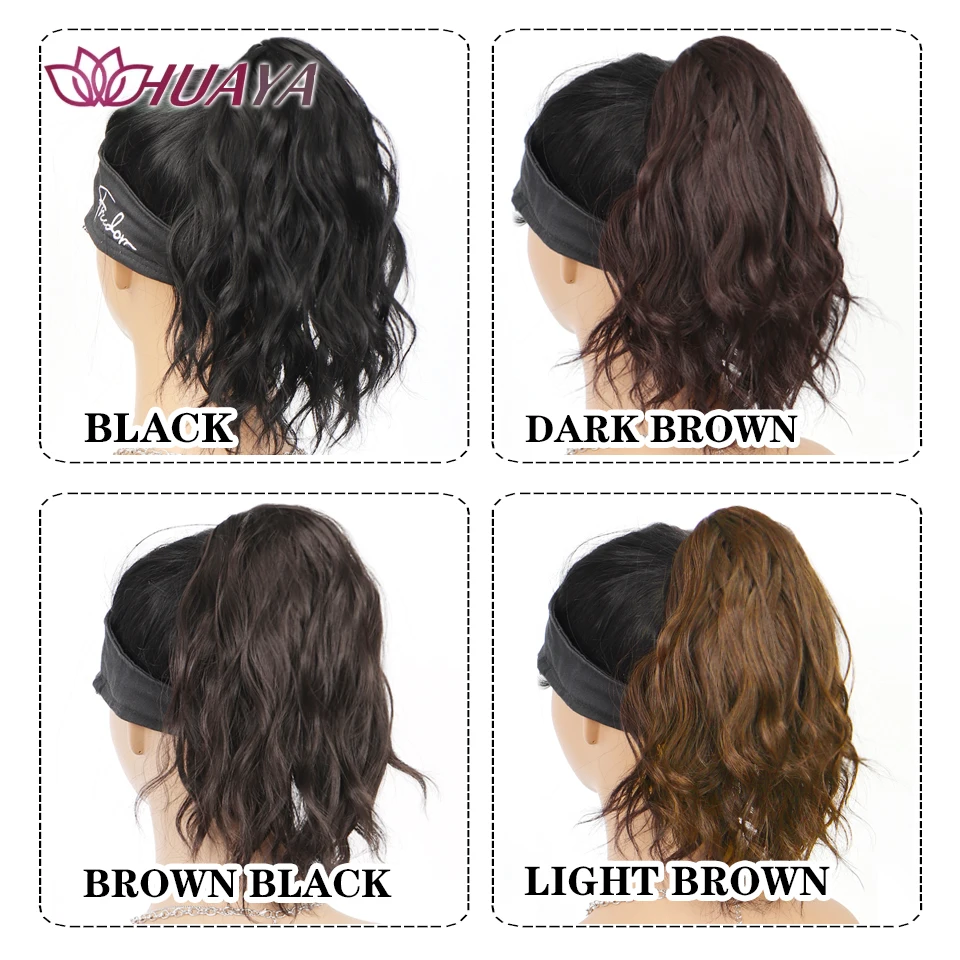 12Inch Synthetic Short Wavy Claw Clip in Ponytail Hair Extension Daily Use Black Brown Fluffy Hairpiece for Women thumbnail 5