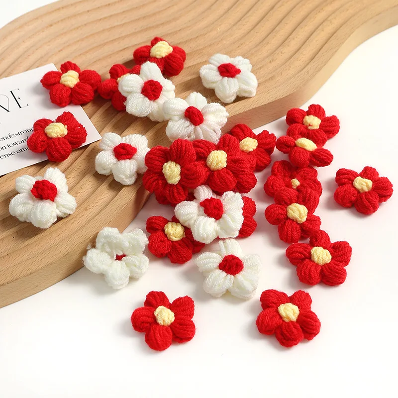 10-50Pcs Wool Flower Stickers For DIY Shoes And Hats Handicrafts Sewing Clothes Headgear Hair Clips Decorative Accessories thumbnail 2