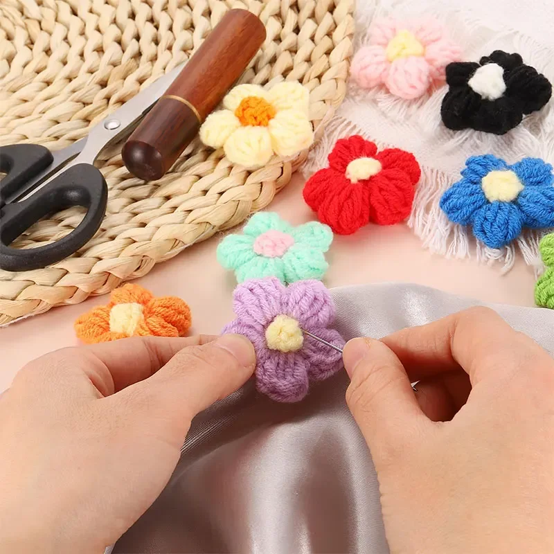 10-50Pcs Wool Flower Stickers For DIY Shoes And Hats Handicrafts Sewing Clothes Headgear Hair Clips Decorative Accessories thumbnail 3