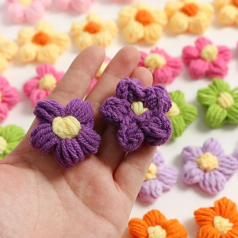 10-50Pcs Wool Flower Stickers For DIY Shoes And Hats Handicrafts Sewing Clothes Headgear Hair Clips Decorative Accessories thumbnail 4