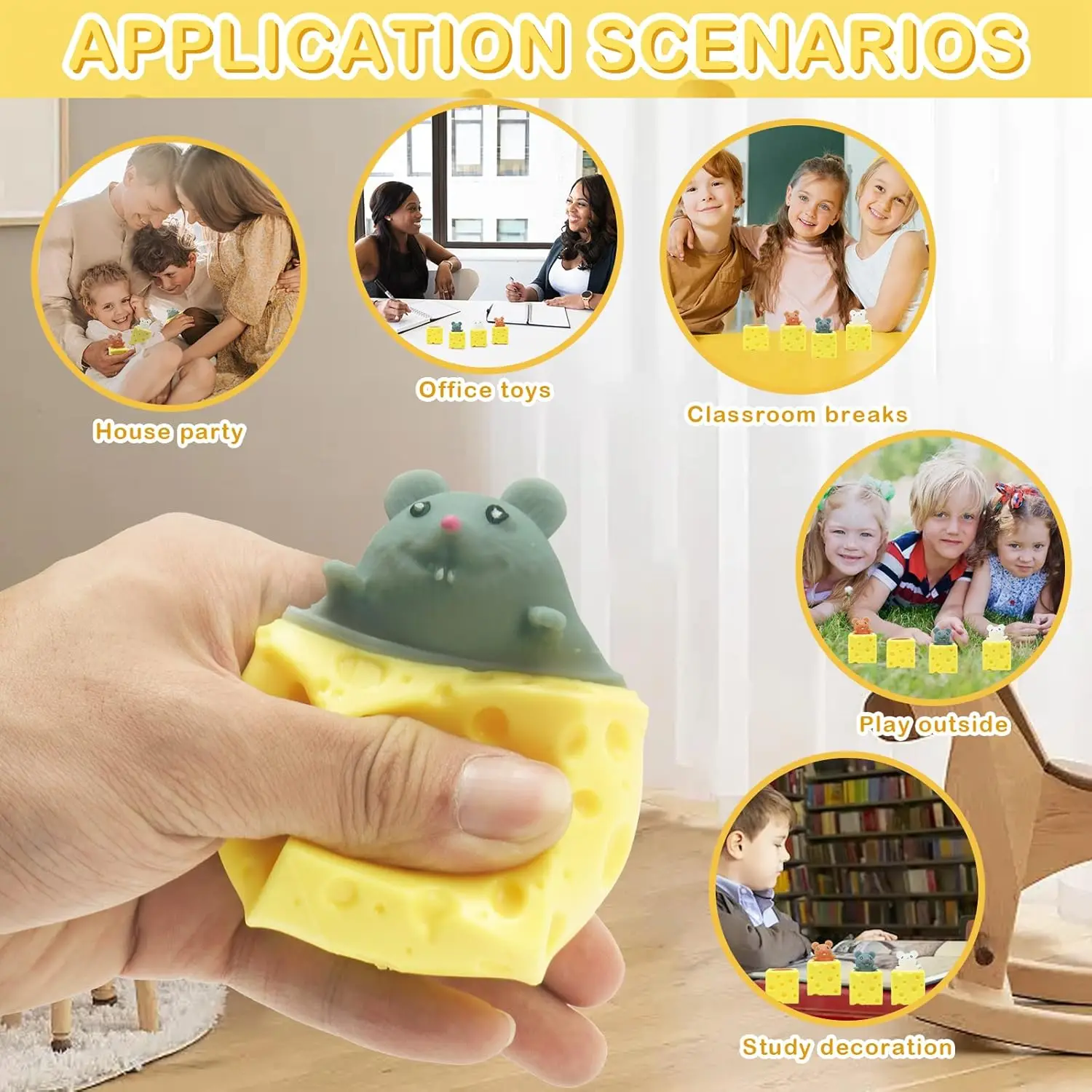 Mini Pop Up Cheese Mouse Cup Squeeze Stress Ball Sensory Toys Stress Relief Funny Cheese Squirrel Cup Fidget Toys for Kids Adult thumbnail 2
