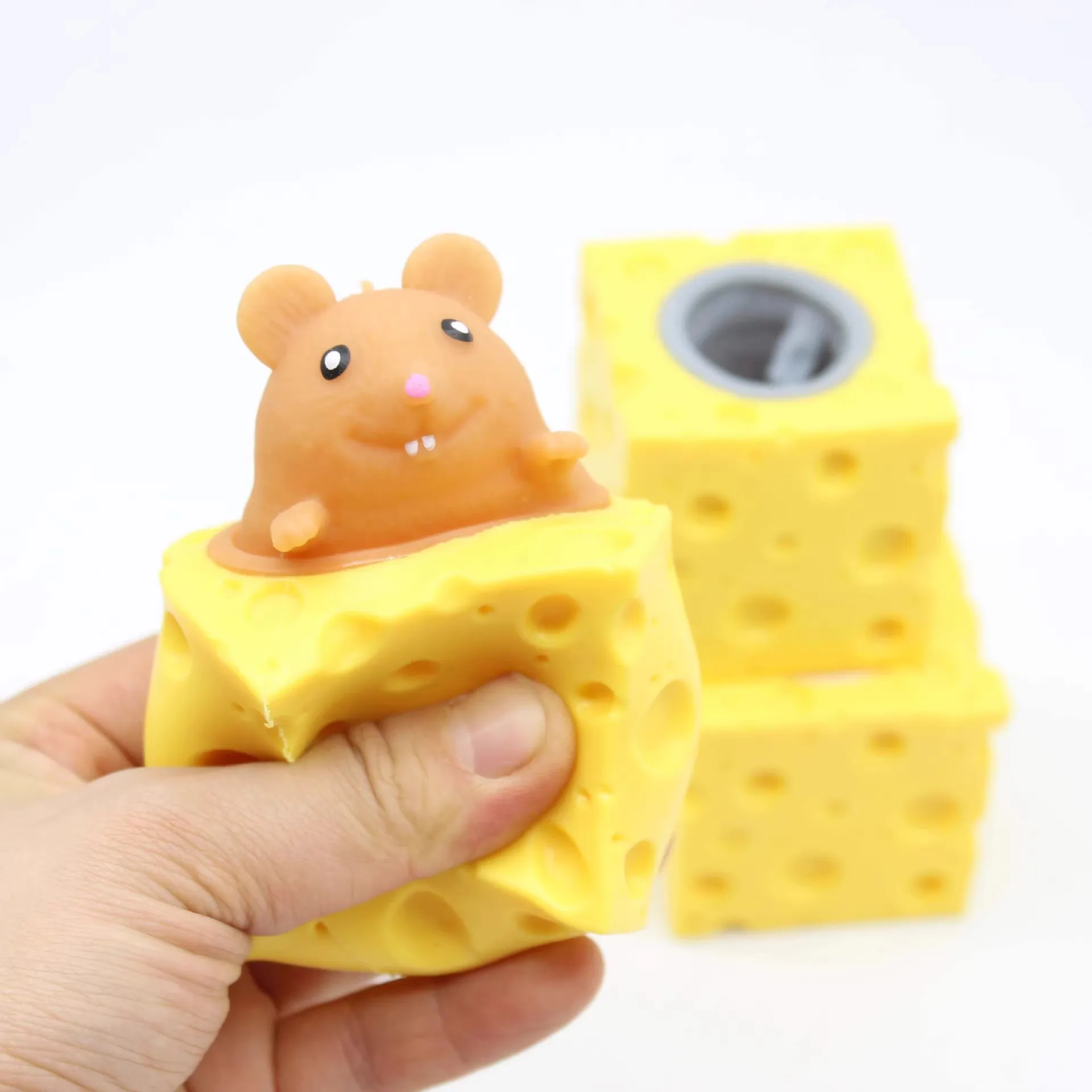 Mini Pop Up Cheese Mouse Cup Squeeze Stress Ball Sensory Toys Stress Relief Funny Cheese Squirrel Cup Fidget Toys for Kids Adult thumbnail 6