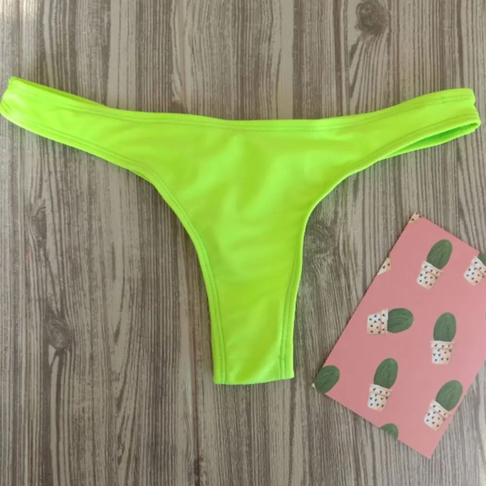 Woman Girl Vacation Single Sexy Solid Color Thongs Pleated Swimsuit Swimming Trunks Bikini thumbnail 2