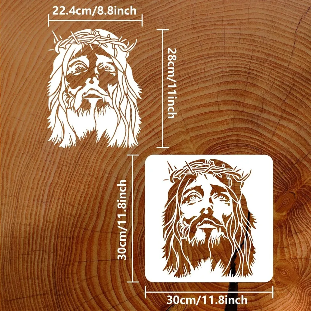 Crown of Thorns of Christ Painting Stencil 11.8x11.8 inch Reusable Christ Drawing Template Religious Theme Craft thumbnail 2