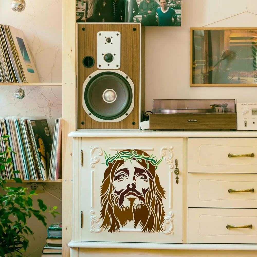 Crown of Thorns of Christ Painting Stencil 11.8x11.8 inch Reusable Christ Drawing Template Religious Theme Craft thumbnail 5