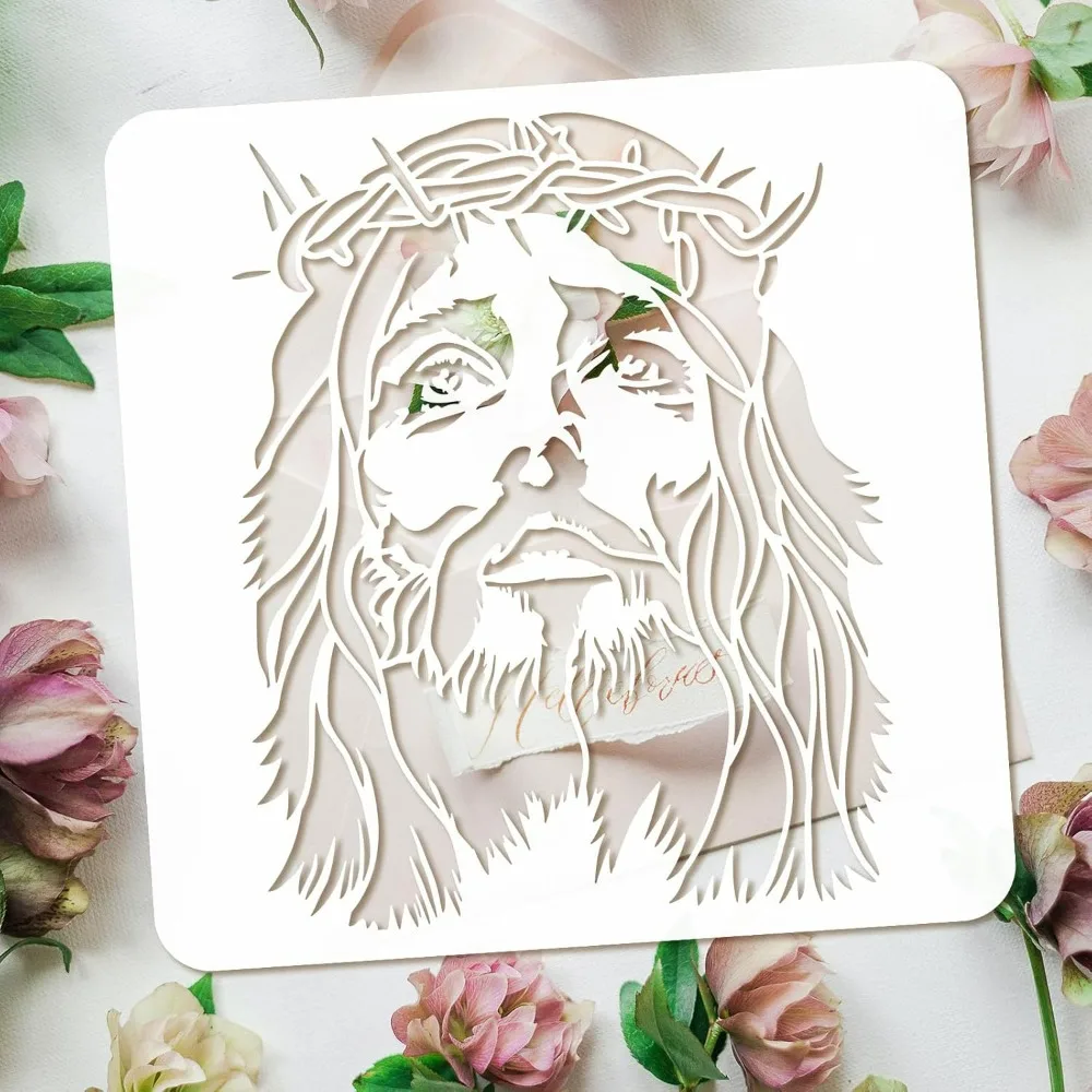 Crown of Thorns of Christ Painting Stencil 11.8x11.8 inch Reusable Christ Drawing Template Religious Theme Craft thumbnail 3