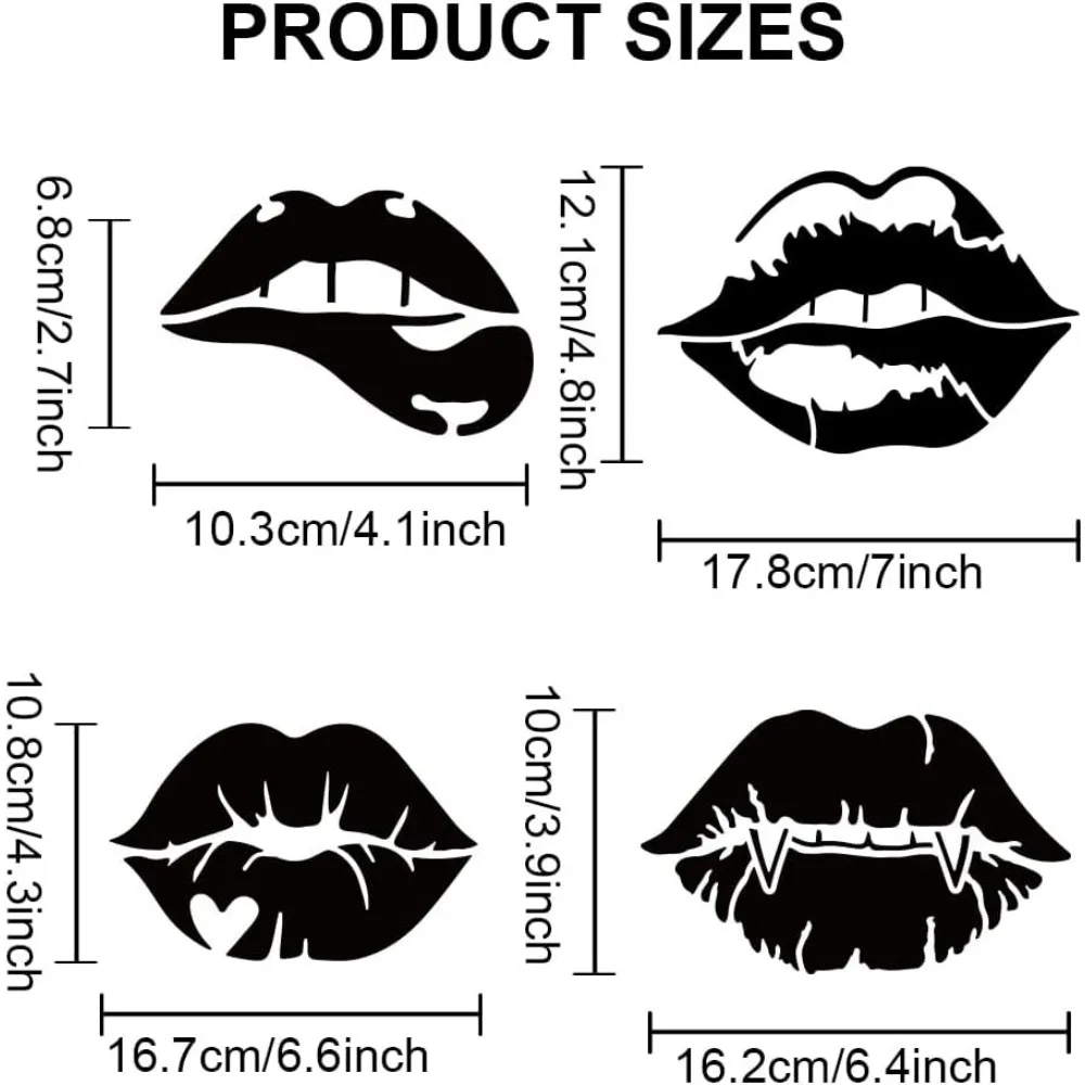 Lip Stencil Kiss Lips DIY Stencil 11.8×11.8inch Large Love Lips Lipstick Mouth with Paint Brush Reusable Woman Lip Print thumbnail 2