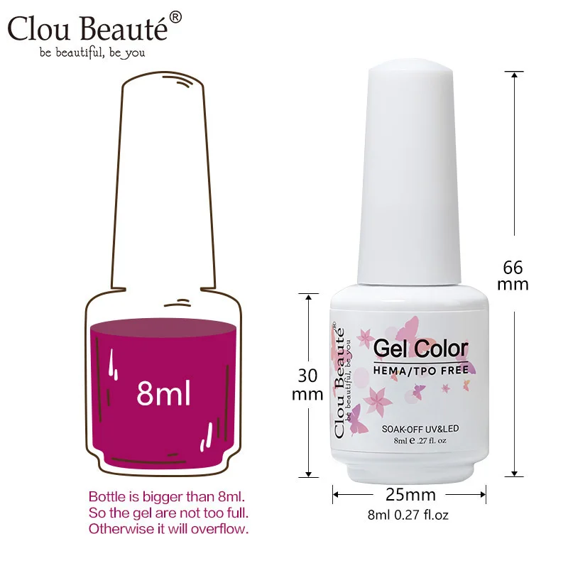 Clou Beaute HEMA TPO FREE UV Gel Nail Polish Varnis Semi Permanent High Pigment Pretty Sugar Color Nail Gel Nail Art Supplies thumbnail 4