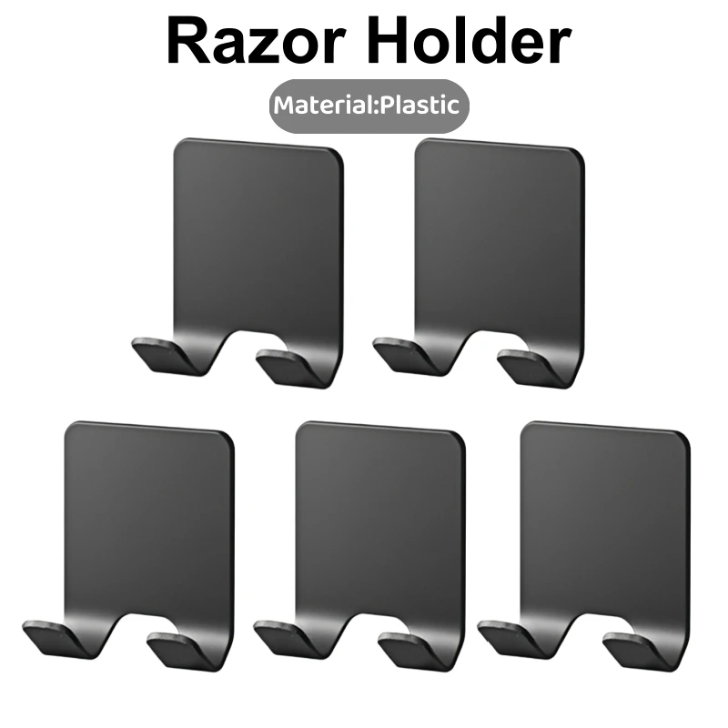 Adhesive Razor Holder Wall Mounted Bathroom Plastic Hook Punch Free Razor Rack Multi-Function Bathroom Kitchen Accessories Hooks