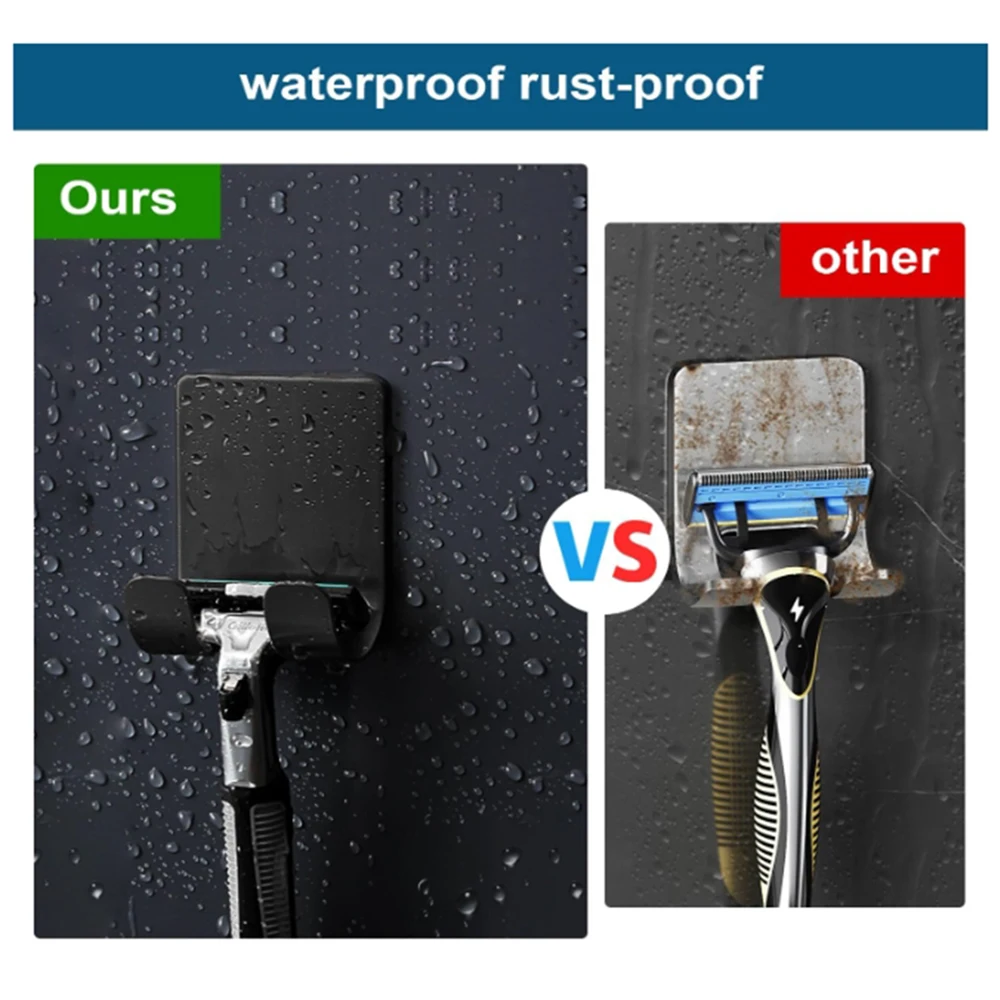 Adhesive Razor Holder Wall Mounted Bathroom Plastic Hook Punch Free Razor Rack Multi-Function Bathroom Kitchen Accessories Hooks thumbnail 4