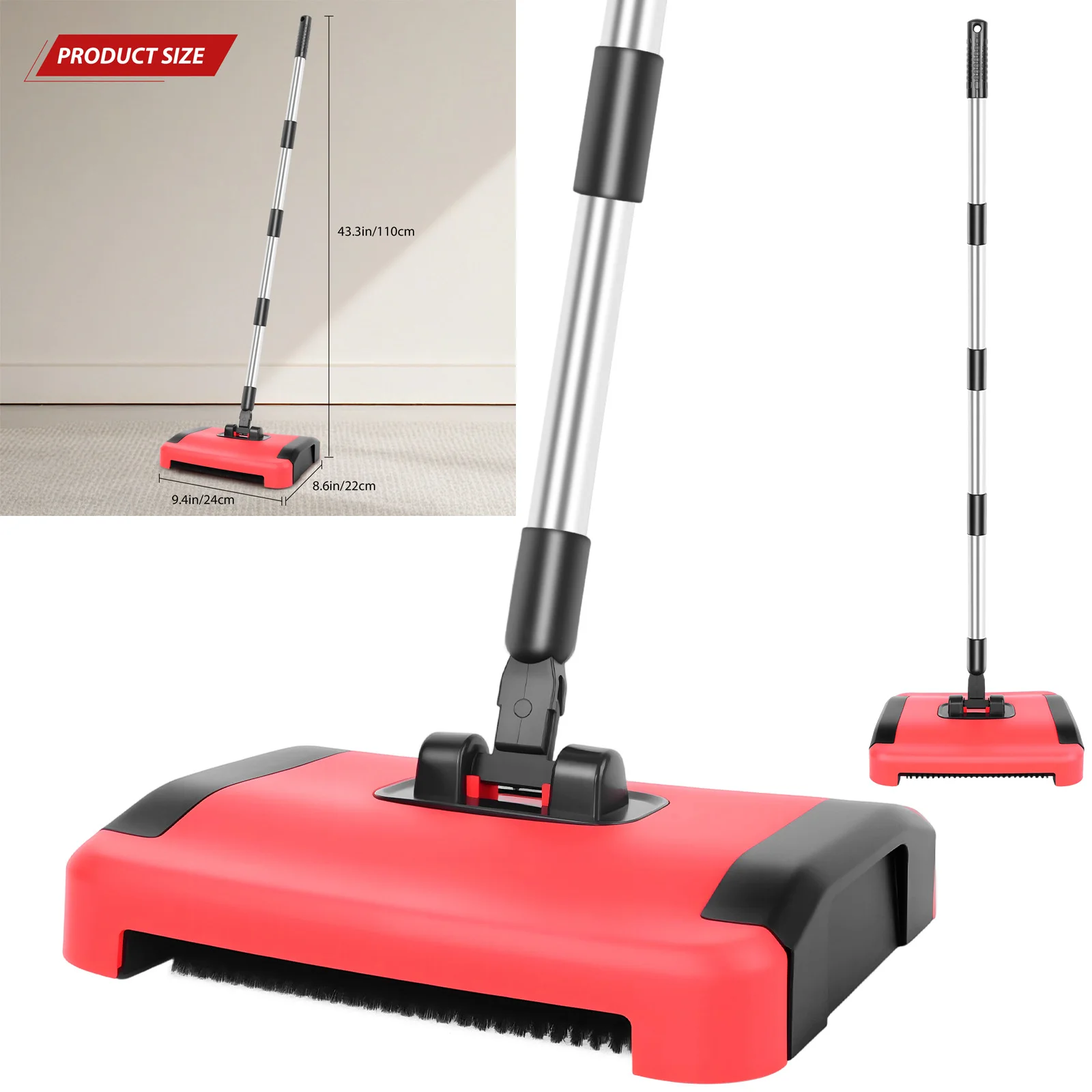 Manual Carpet Cleaner Carpet Sweeper with Detachable Cleaning Comb for Efficient Cleaning for Carpets, Rugs, and Indoor Floors