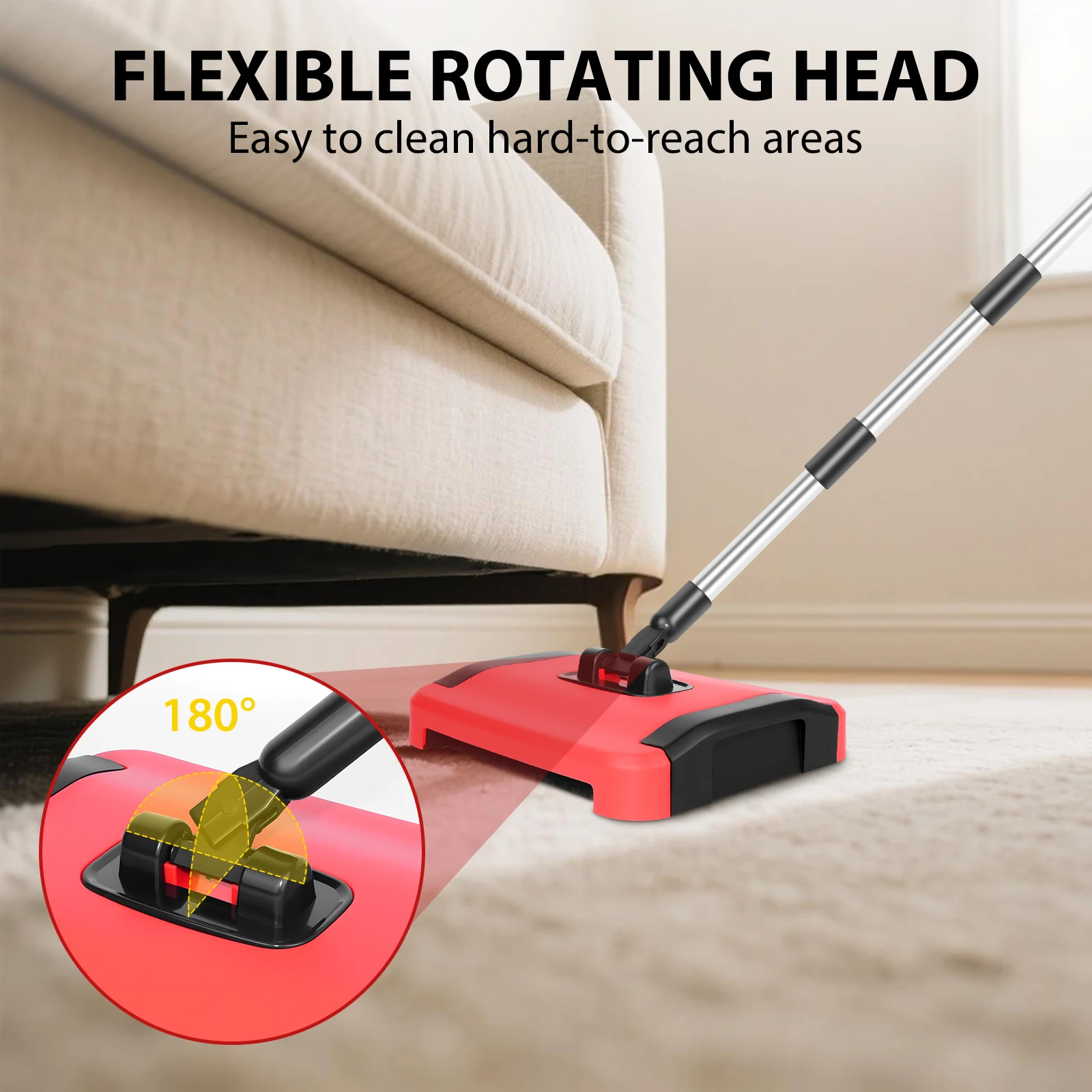 Manual Carpet Cleaner Carpet Sweeper with Detachable Cleaning Comb for Efficient Cleaning for Carpets, Rugs, and Indoor Floors thumbnail 4