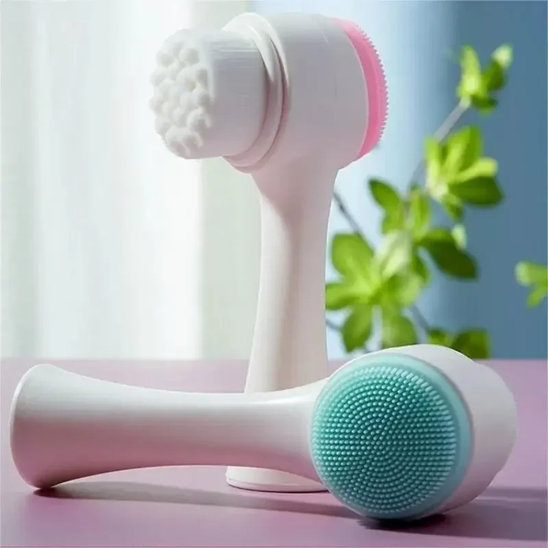 CNK wholesale 3D Bilateral Cleanser Brush Facial Soft Manual Massage Silicone Facial Bristles Silicone Double Sided Face Brush thumbnail 2