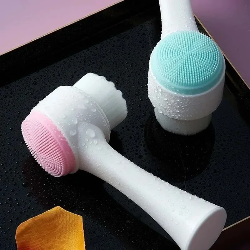CNK wholesale 3D Bilateral Cleanser Brush Facial Soft Manual Massage Silicone Facial Bristles Silicone Double Sided Face Brush thumbnail 5