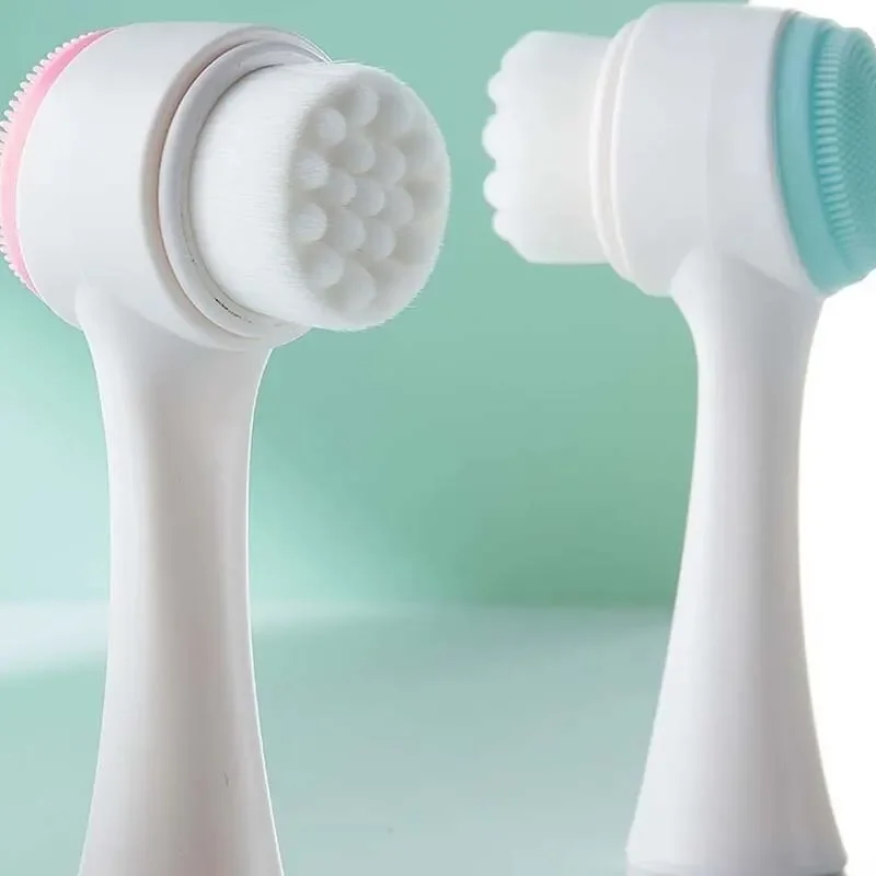 CNK wholesale 3D Bilateral Cleanser Brush Facial Soft Manual Massage Silicone Facial Bristles Silicone Double Sided Face Brush thumbnail 3