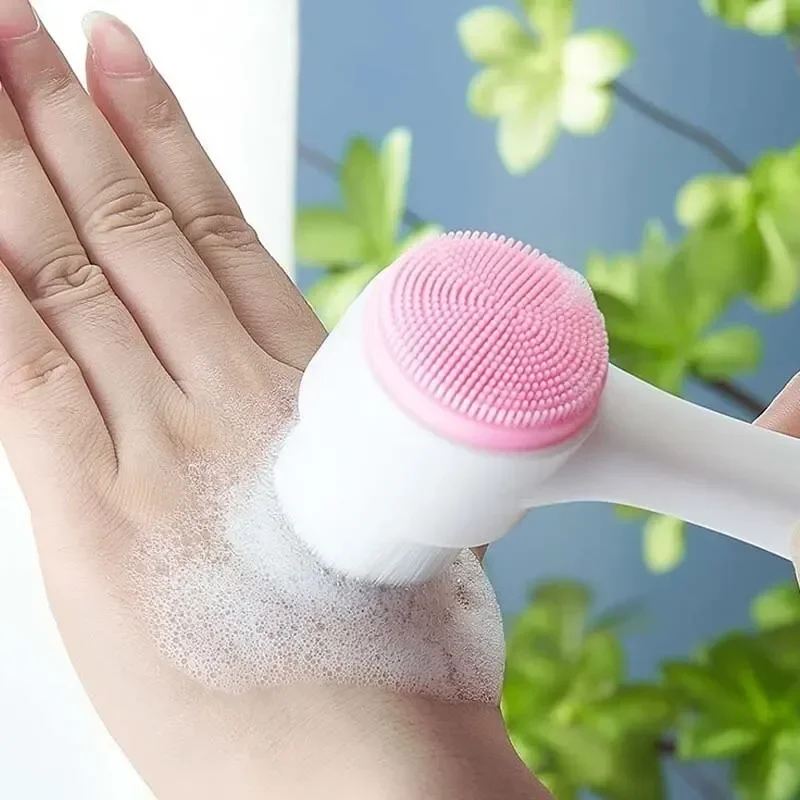 CNK wholesale 3D Bilateral Cleanser Brush Facial Soft Manual Massage Silicone Facial Bristles Silicone Double Sided Face Brush thumbnail 4