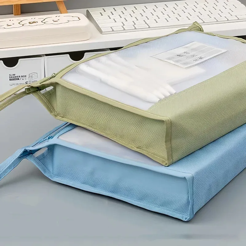 A4 Nylon Mesh Bag – Transparent Portable Storage Pouch for School & Office Supplies thumbnail 4