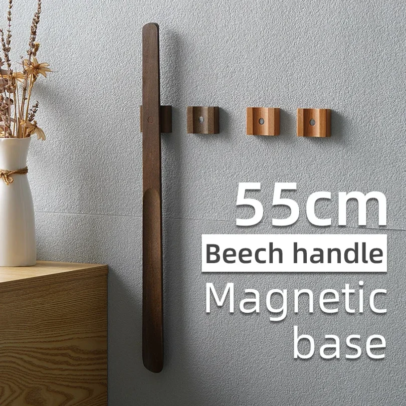 55CM wooden long handle Magnetic shoehorn long shoe spoon Horn for shoes Wear Shoe Easier Support for customized Logo Wholesale thumbnail 5