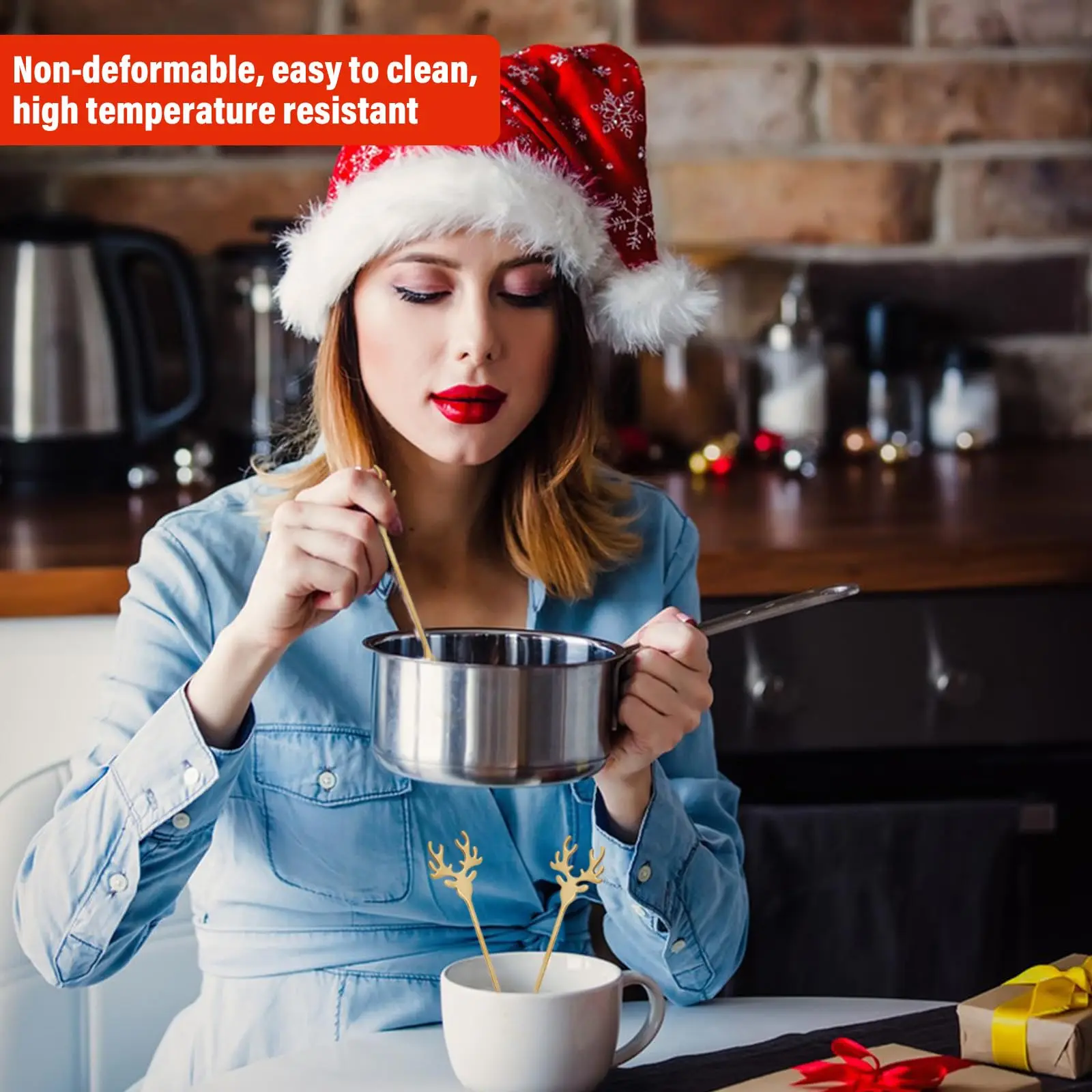 Small Christmas Elk Tea Spoons,Mini Espresso Coffee Teaspoons for Bf Gf Husband Wife Anniversary Xmas Gifts thumbnail 5
