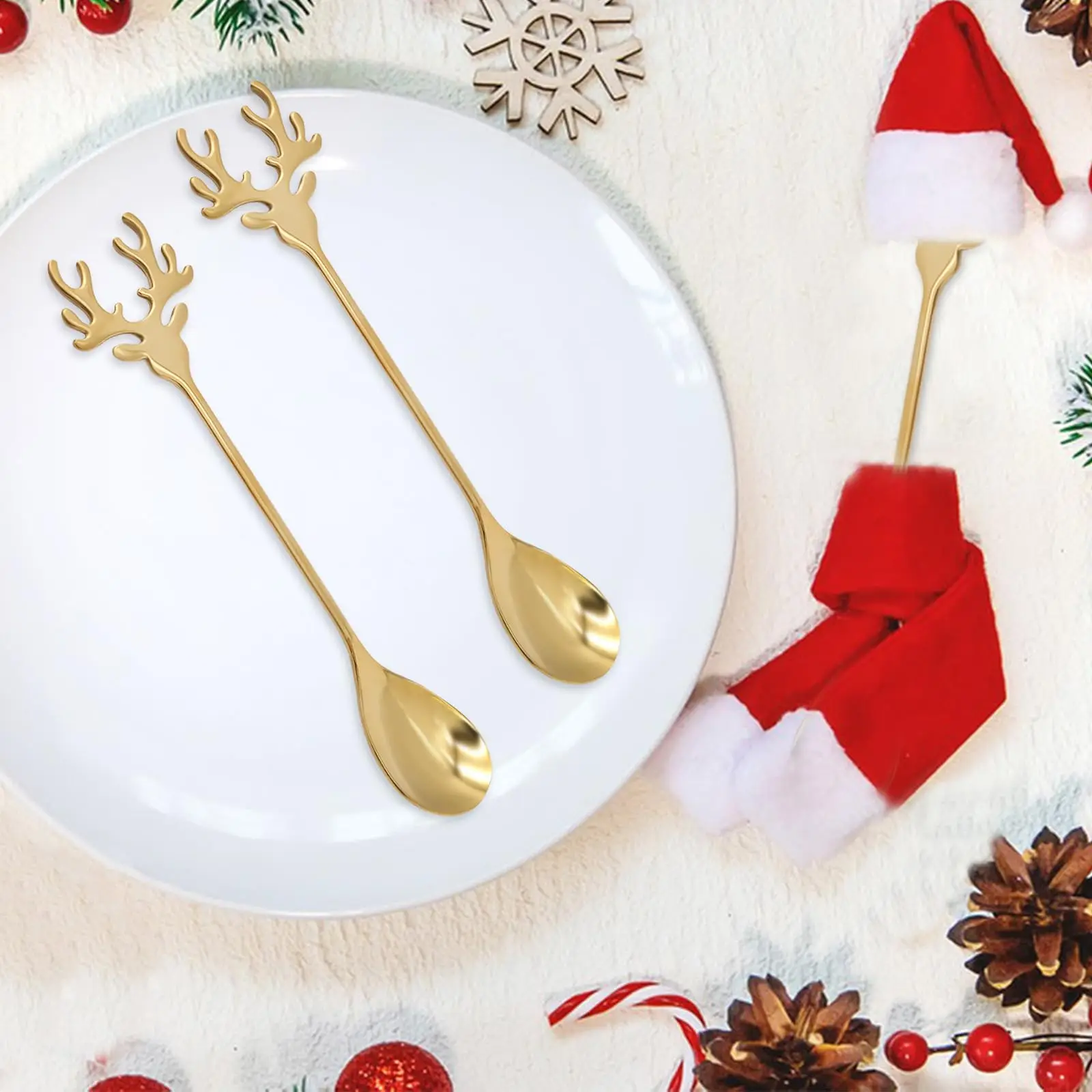 Small Christmas Elk Tea Spoons,Mini Espresso Coffee Teaspoons for Bf Gf Husband Wife Anniversary Xmas Gifts thumbnail 4