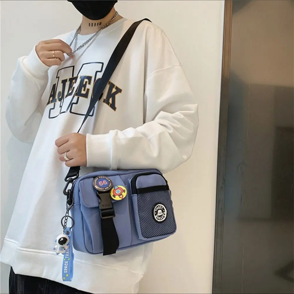 Small Quick-dry Canvas Shoulder Bag Portable Harajuku Men Crossbody Bag Zipper Pouch Casual Mobile Phone Pack Unisex thumbnail 4