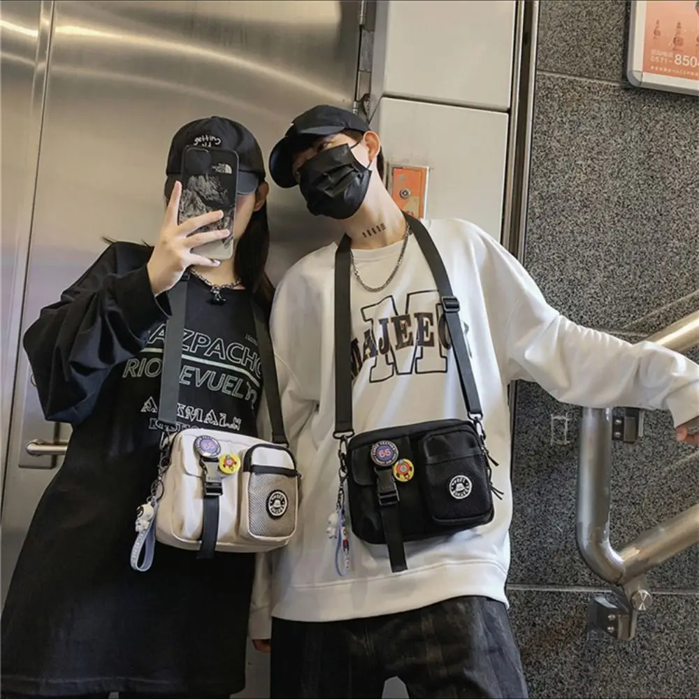 Small Quick-dry Canvas Shoulder Bag Portable Harajuku Men Crossbody Bag Zipper Pouch Casual Mobile Phone Pack Unisex