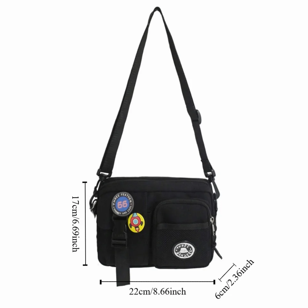 Small Quick-dry Canvas Shoulder Bag Portable Harajuku Men Crossbody Bag Zipper Pouch Casual Mobile Phone Pack Unisex thumbnail 6