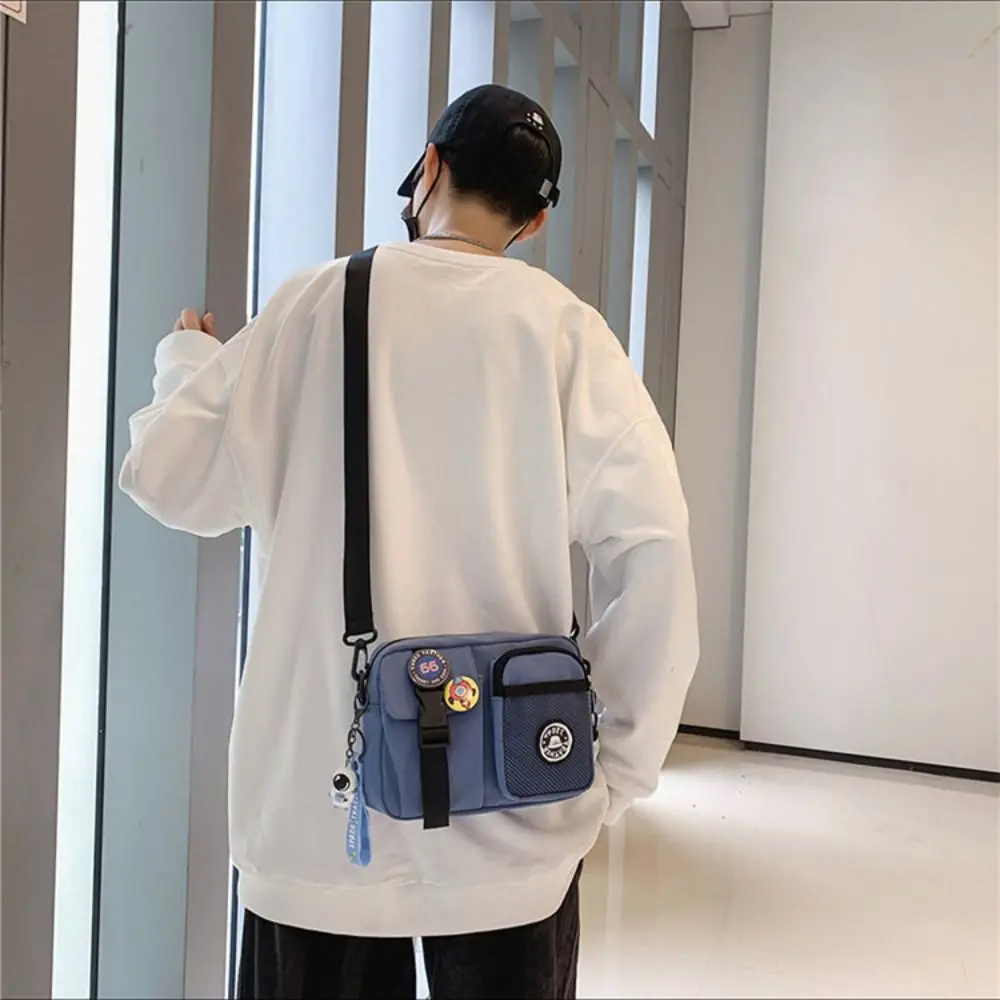 Small Quick-dry Canvas Shoulder Bag Portable Harajuku Men Crossbody Bag Zipper Pouch Casual Mobile Phone Pack Unisex thumbnail 2