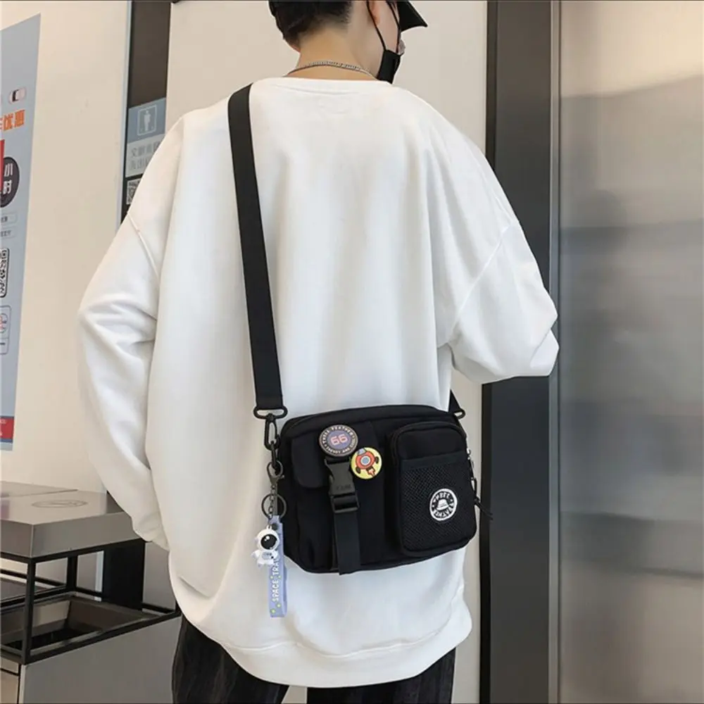 Small Quick-dry Canvas Shoulder Bag Portable Harajuku Men Crossbody Bag Zipper Pouch Casual Mobile Phone Pack Unisex thumbnail 3