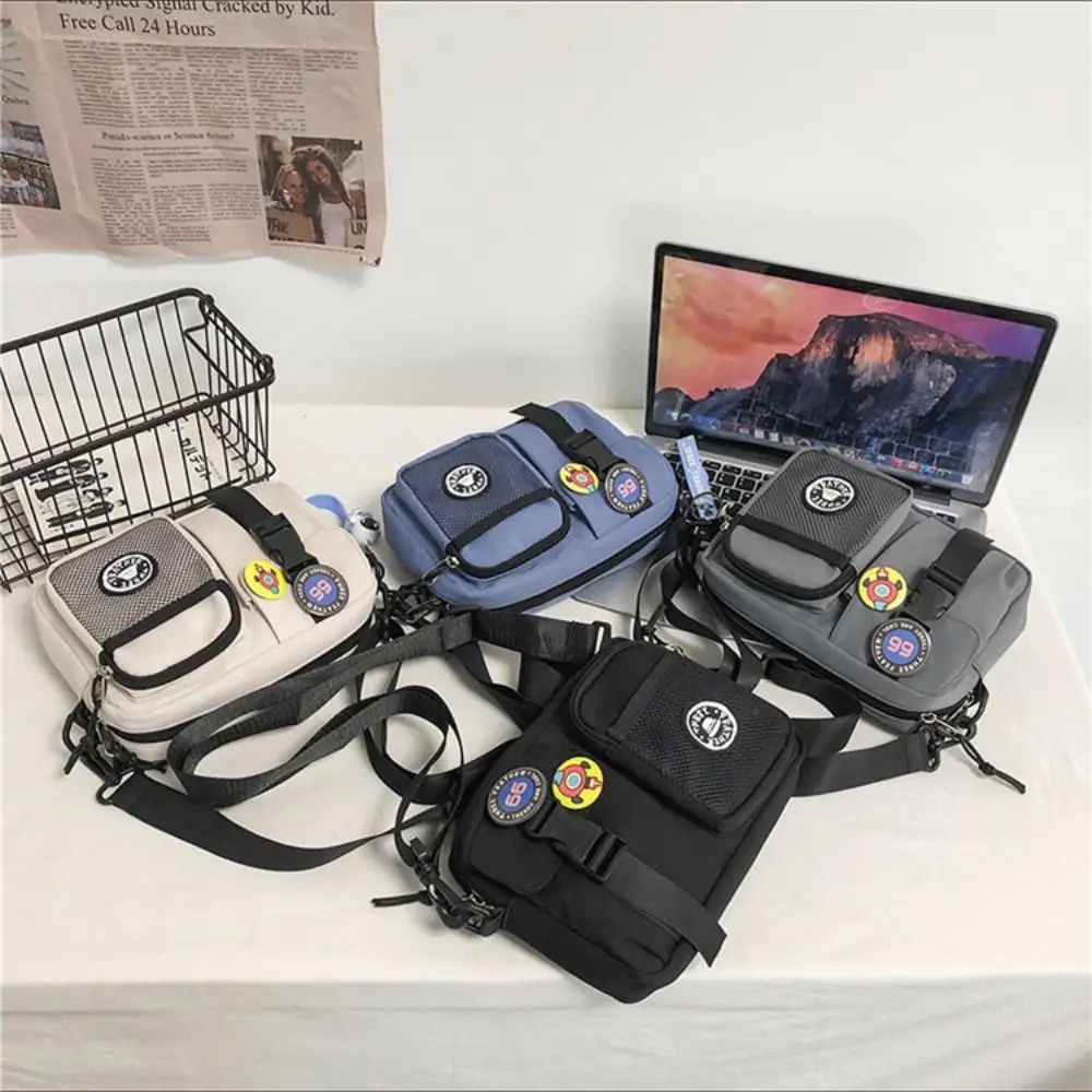 Small Quick-dry Canvas Shoulder Bag Portable Harajuku Men Crossbody Bag Zipper Pouch Casual Mobile Phone Pack Unisex thumbnail 5