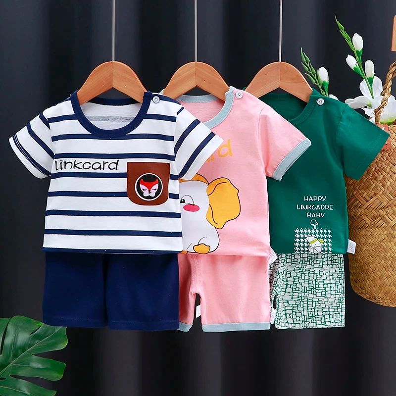 Kids Clothes Set Baby BoyGirl T-Shirt + Shorts Summer Clothing Cotton Cartoon Casual Boys Tracksuit Children Baby Clothes Set thumbnail 3
