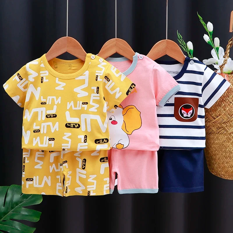 Kids Clothes Set Baby BoyGirl T-Shirt + Shorts Summer Clothing Cotton Cartoon Casual Boys Tracksuit Children Baby Clothes Set thumbnail 4