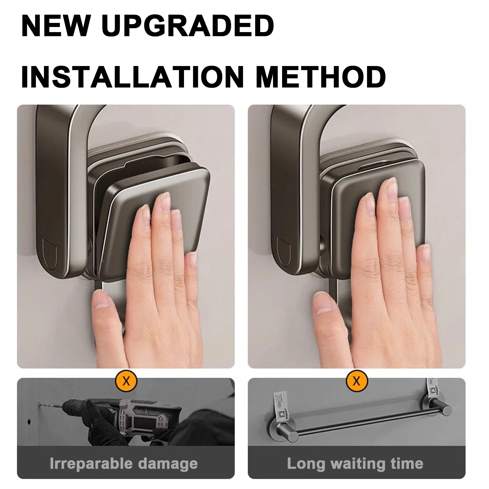 Suction Cup Folding Bathroom Hand Towel Rack Holder Wall Mount No Drill 30/40/50cm Towel Bar Apartment Space Saving thumbnail 6