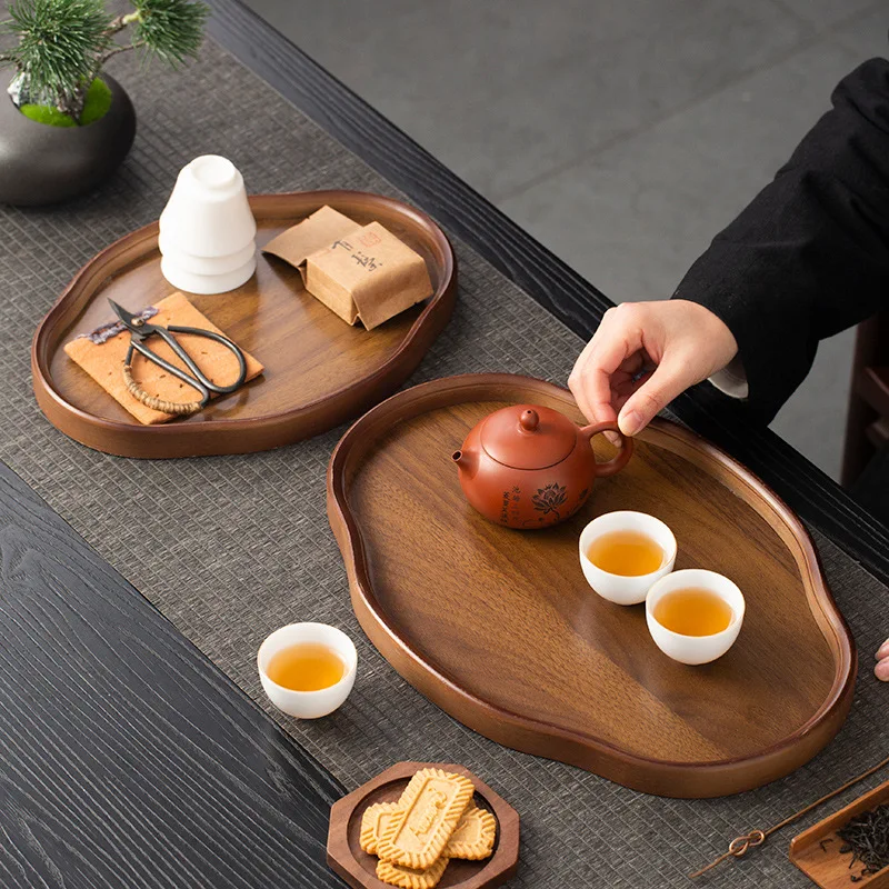 Wooden Decorative Serving Tray for Coffee Table and Home Decor Fruit Platter Decor Trays Serving Ware Food Dish Serving Platters thumbnail 2