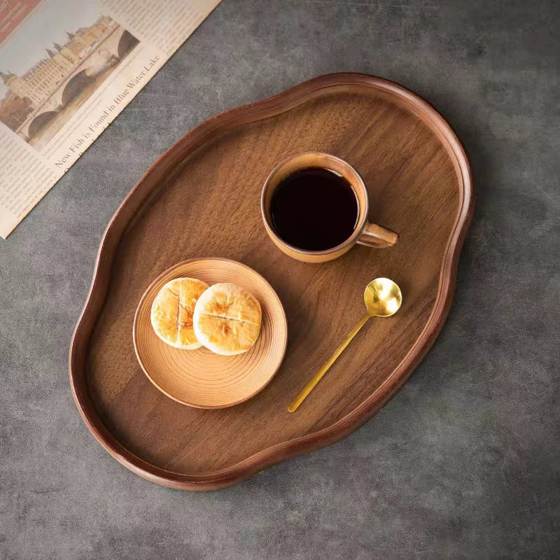Wooden Decorative Serving Tray for Coffee Table and Home Decor Fruit Platter Decor Trays Serving Ware Food Dish Serving Platters thumbnail 5