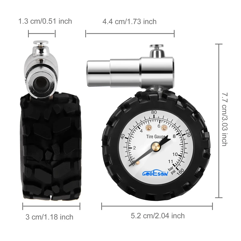 Bicycle Tire Pressure Gauge 160PSI Mechanical Pointer Tire Pressure Gauge For Mountain Racing Bikes Mtb Bike Road Bike Tools thumbnail 5