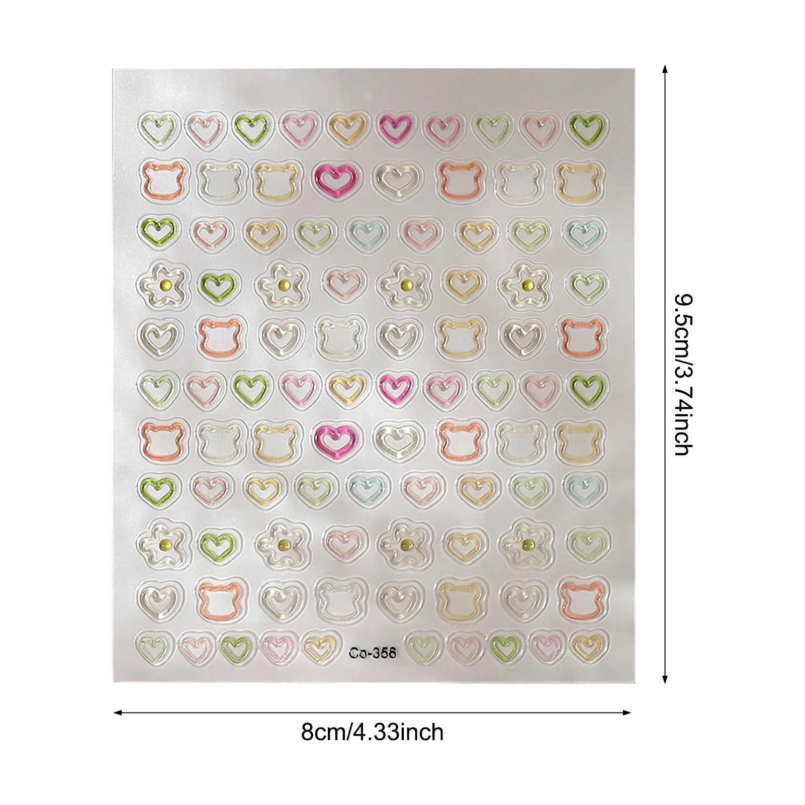 3D Embossed Nail Stickers - Cute Hollow Bear Heart Flower Decals Self-Adhesive Nail Art Sticker for Women Girls DIY Manicure thumbnail 6