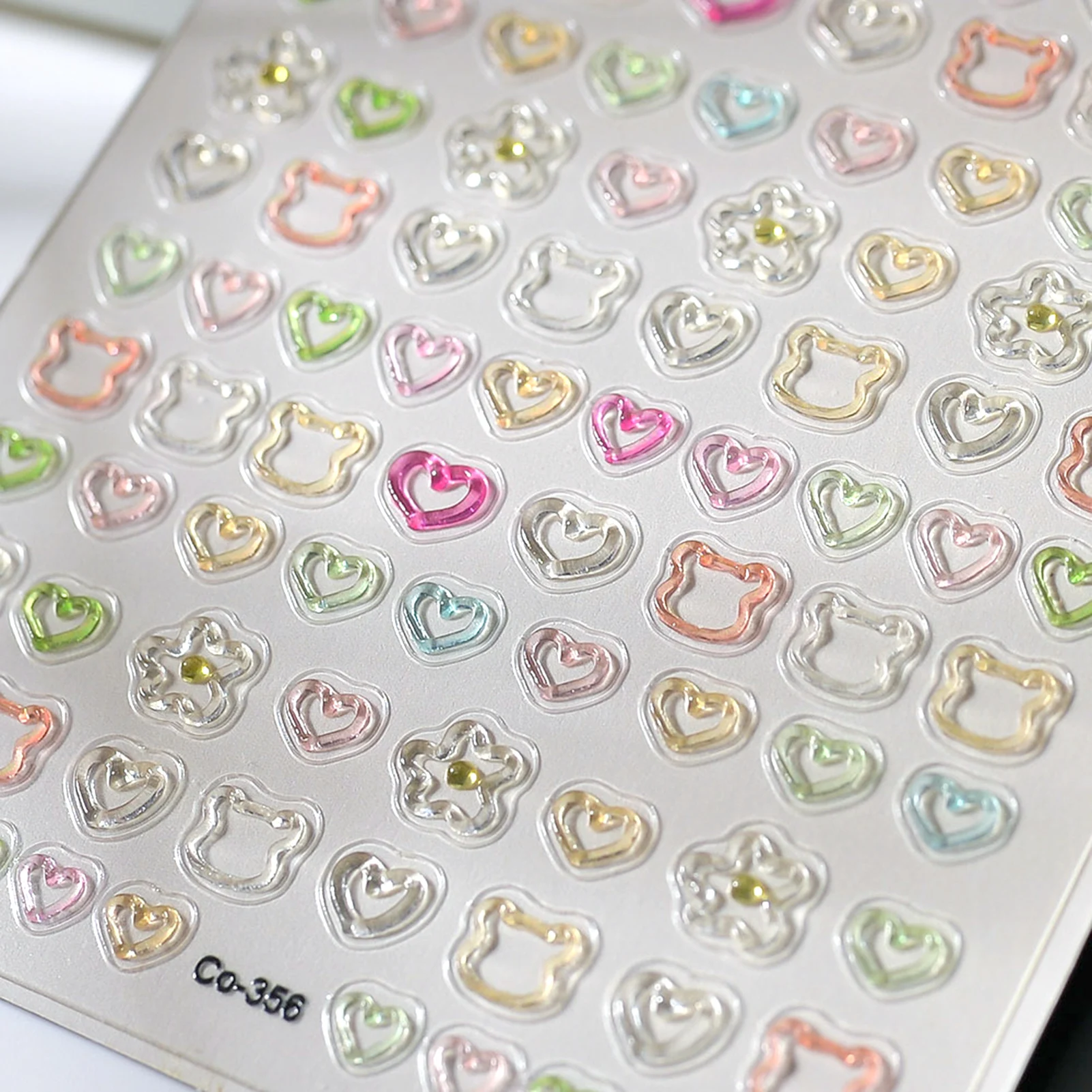 3D Embossed Nail Stickers - Cute Hollow Bear Heart Flower Decals Self-Adhesive Nail Art Sticker for Women Girls DIY Manicure thumbnail 5