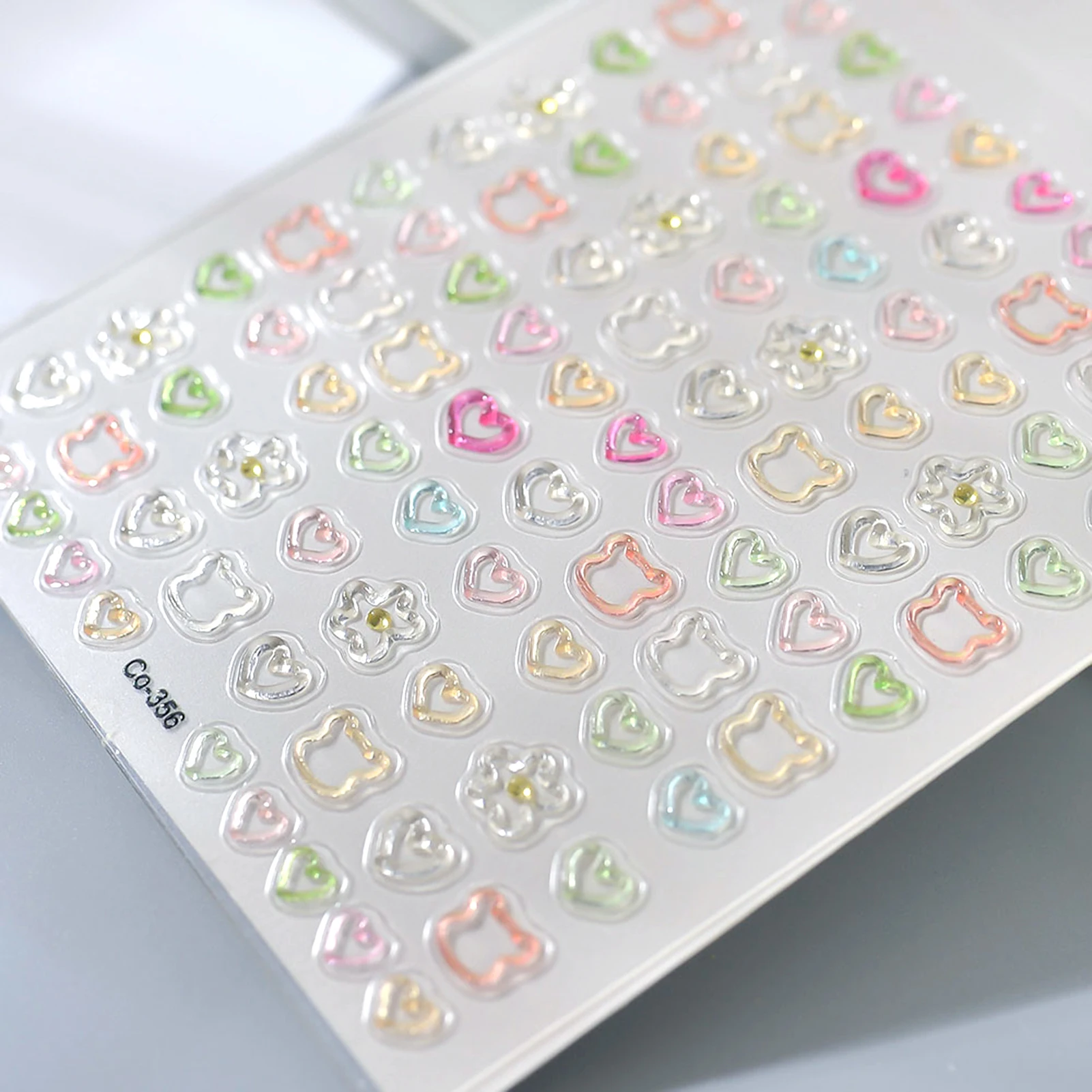 3D Embossed Nail Stickers - Cute Hollow Bear Heart Flower Decals Self-Adhesive Nail Art Sticker for Women Girls DIY Manicure thumbnail 4