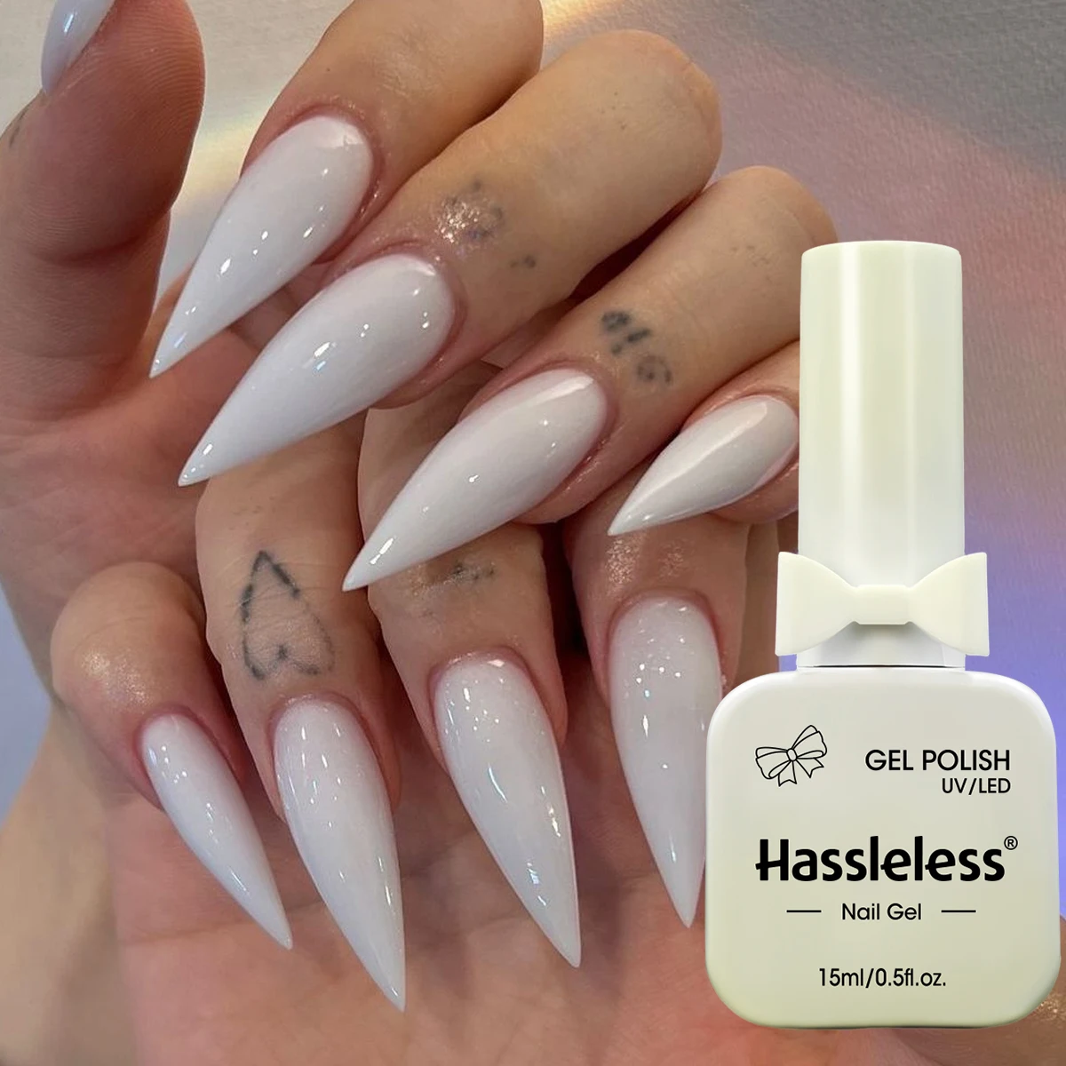 One 15ml bottle of clear, milky-white nail polish gel, long-lasting, semi-permanent, glass bottle, removes UV/LED nail polish. thumbnail 4