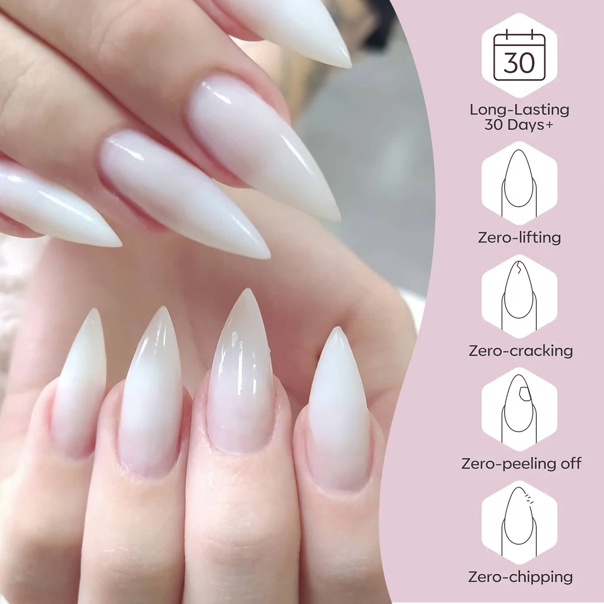 One 15ml bottle of clear, milky-white nail polish gel, long-lasting, semi-permanent, glass bottle, removes UV/LED nail polish. thumbnail 5