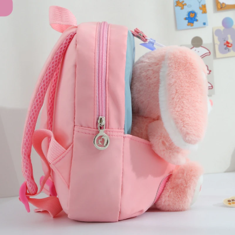 Plush 3D Rabbit Backpack for Boys Girls Kids Children SchoolBag Cute Bow Tie Cartoon School Bags Kindergarten Preschool Baby Bag thumbnail 4